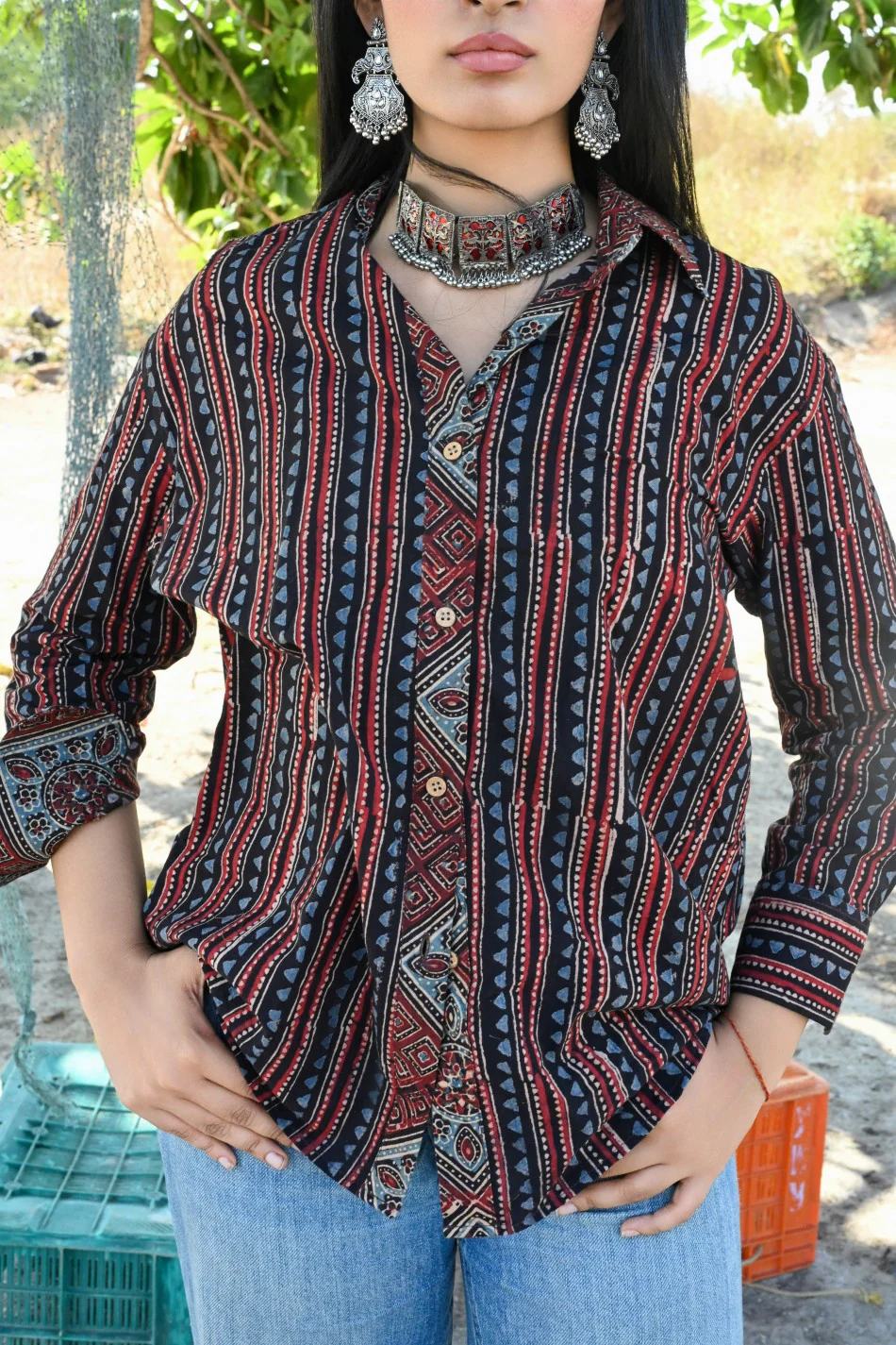 Trikona Ajrakh shirt - Ov - Image 4