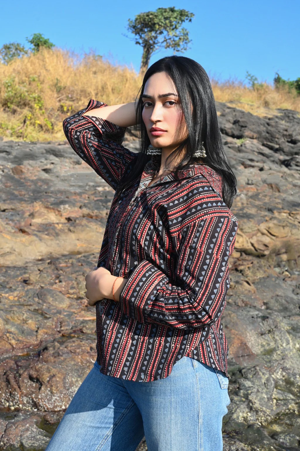 Trikona Ajrakh shirt - Ov - Image 8