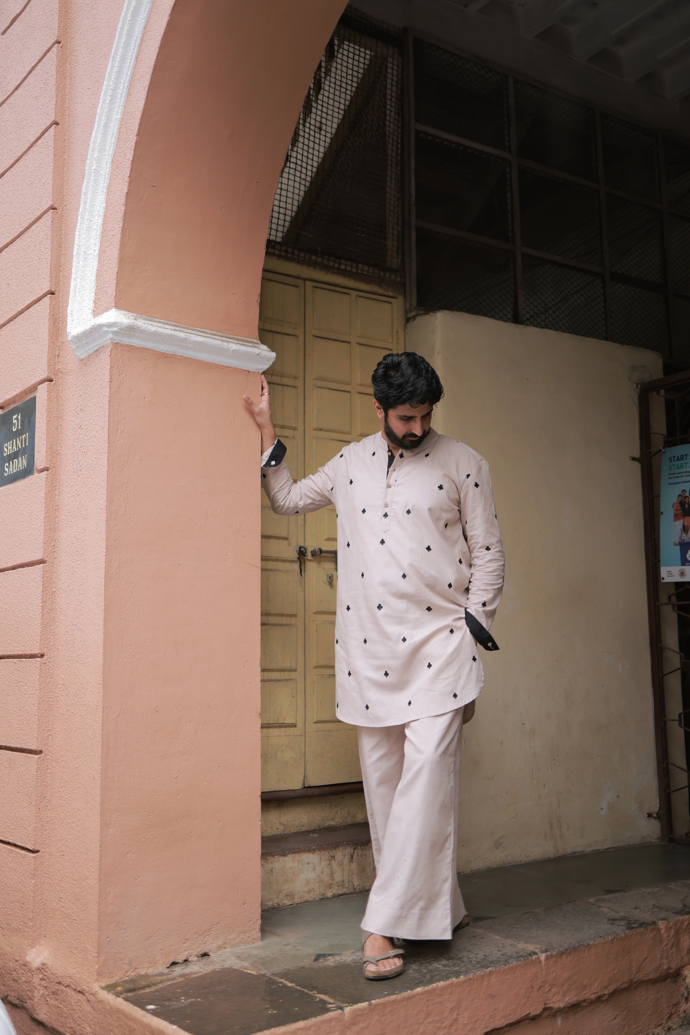 Clubs & Spades - Beige Kurta set - Image 3
