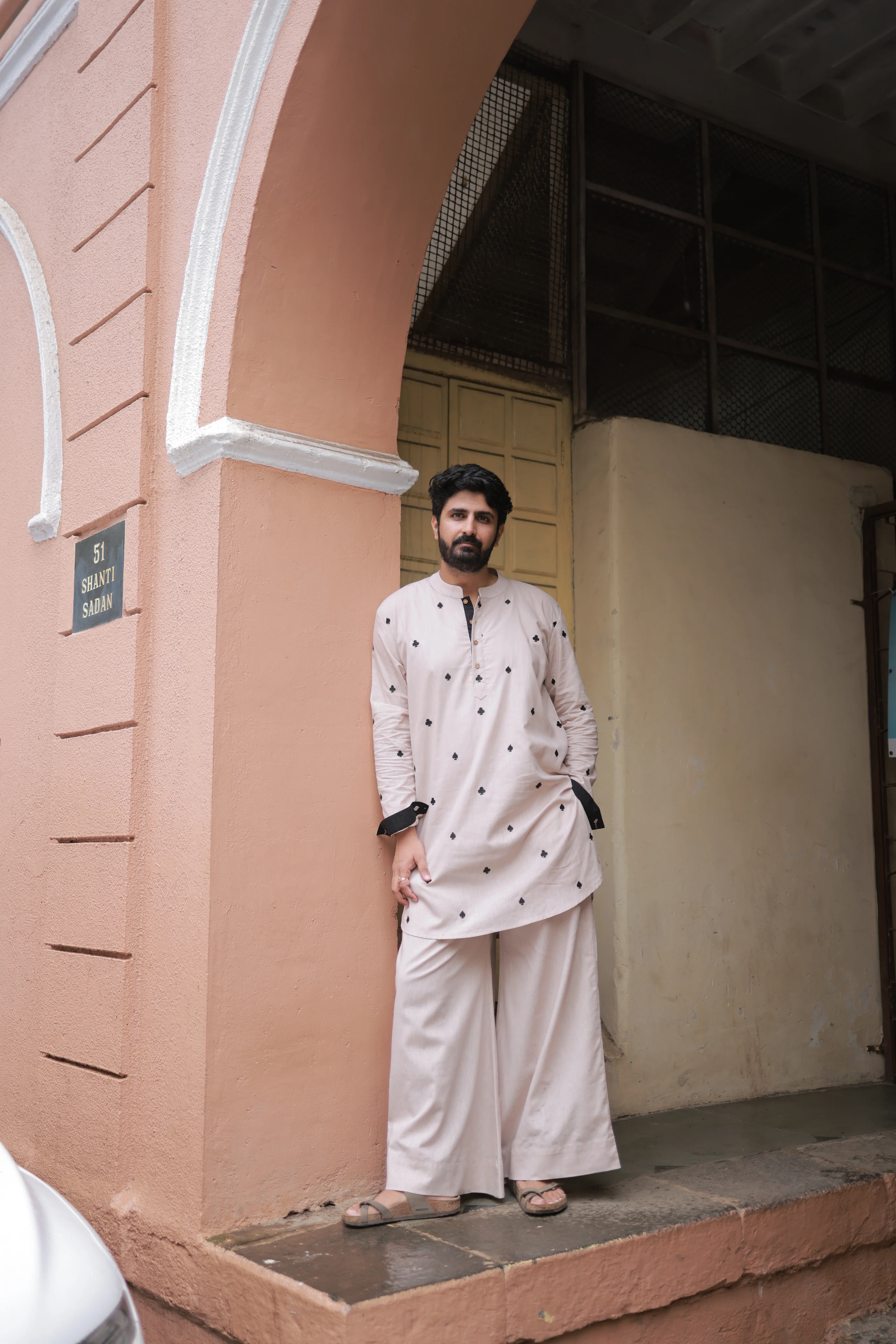 Clubs & Spades - Beige Kurta set - Image 4
