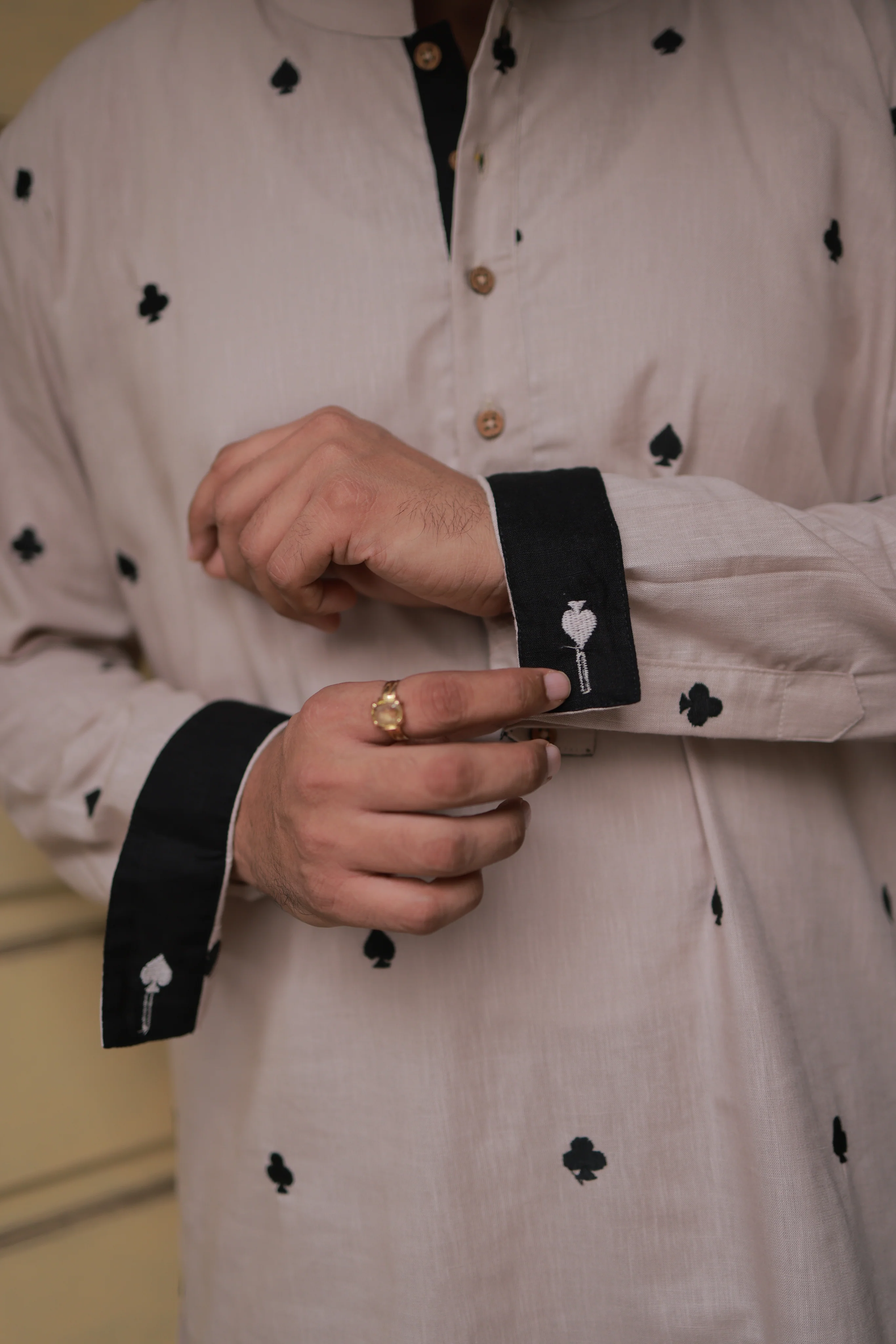 Clubs & Spades - Beige Kurta set - Image 6
