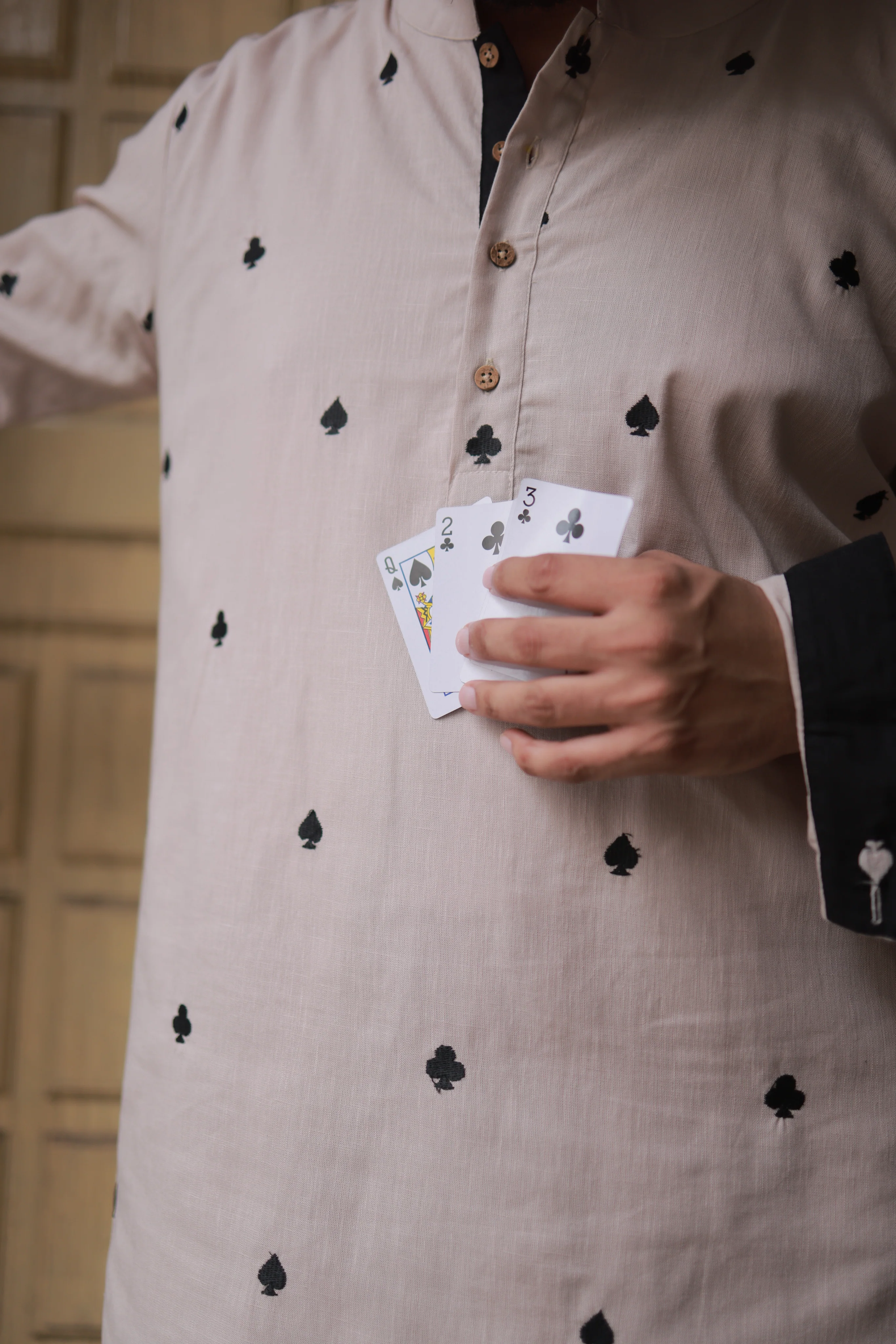 Clubs & Spades - Beige Kurta set - Image 7