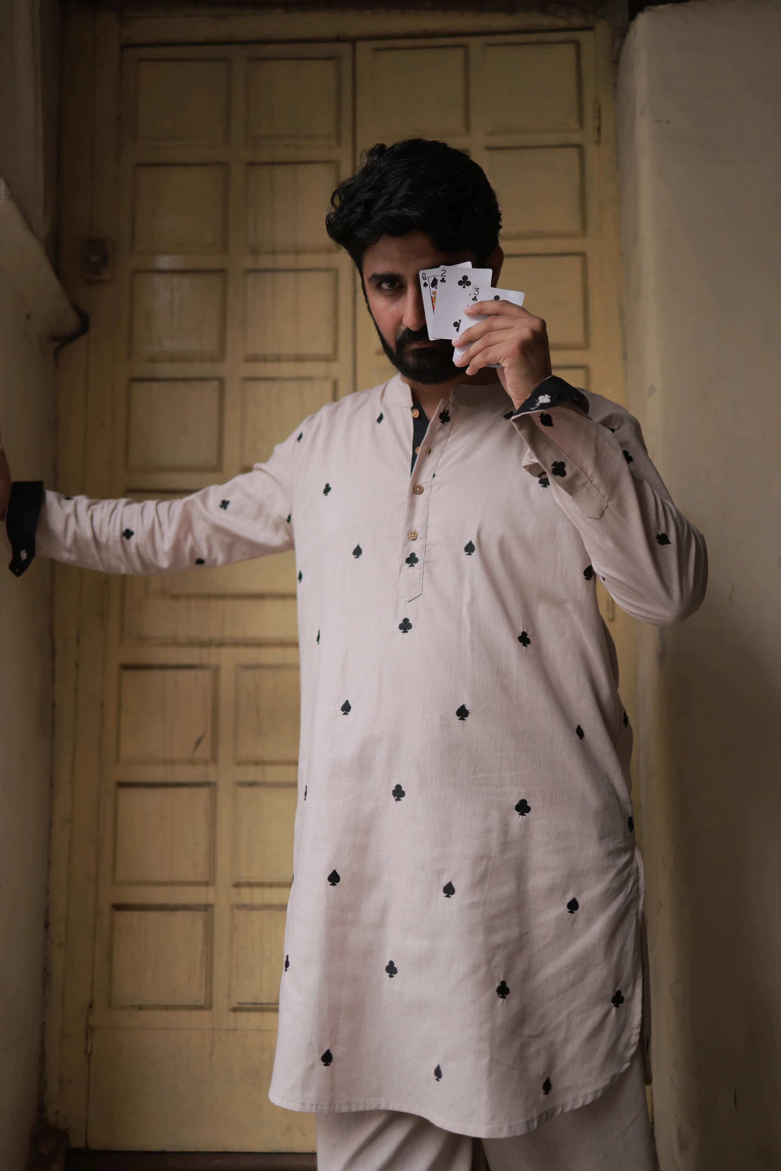 Clubs & Spades - Beige Kurta set - Image 8