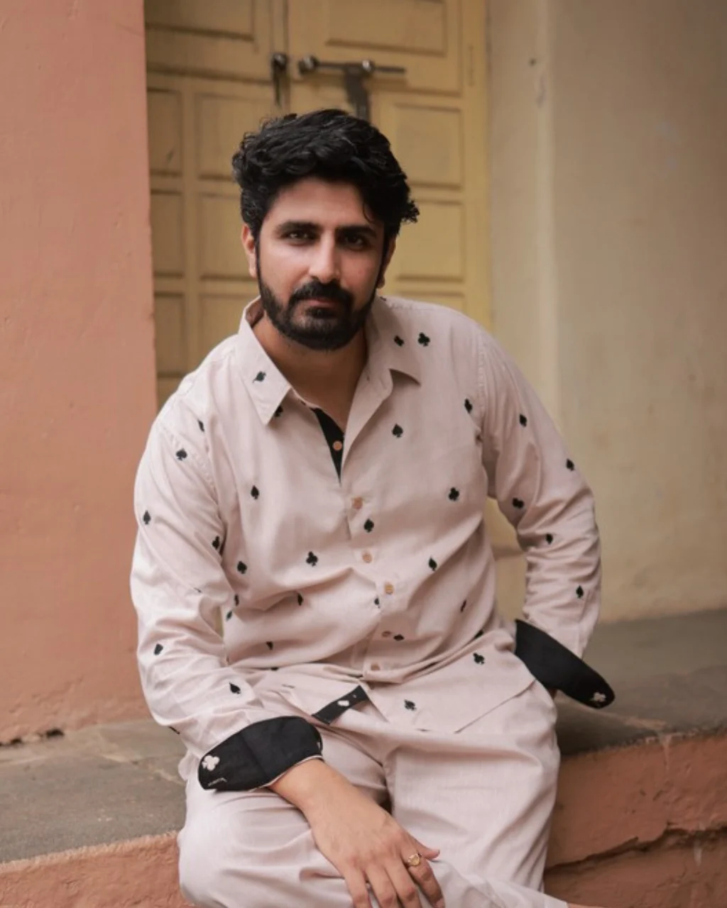 Clubs & Spades-Beige Shirt - Image 5