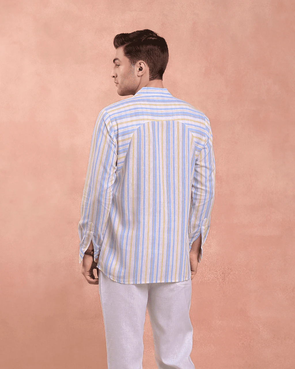 White and Blue stripe Kurta Shirt - Image 5