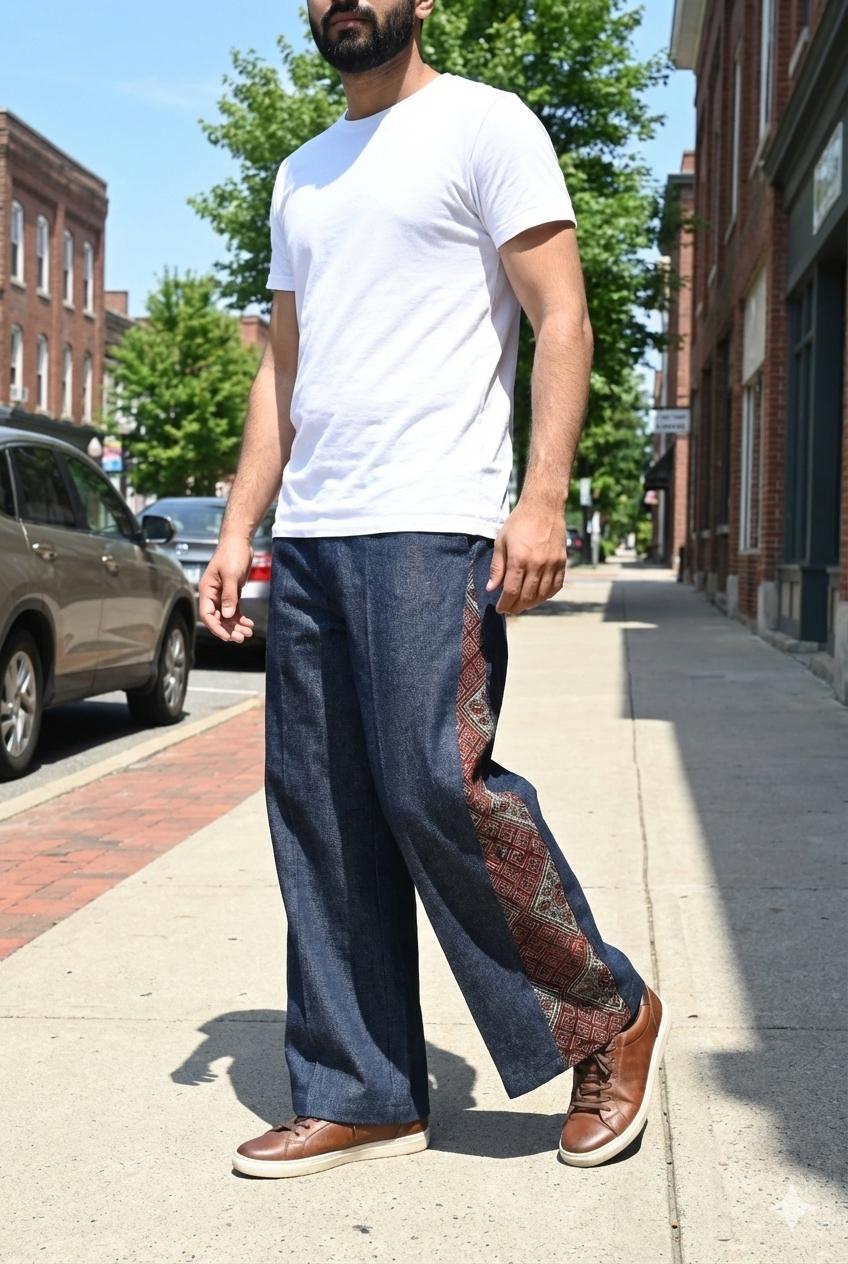 Denim Ajrakh Pants - Image 3