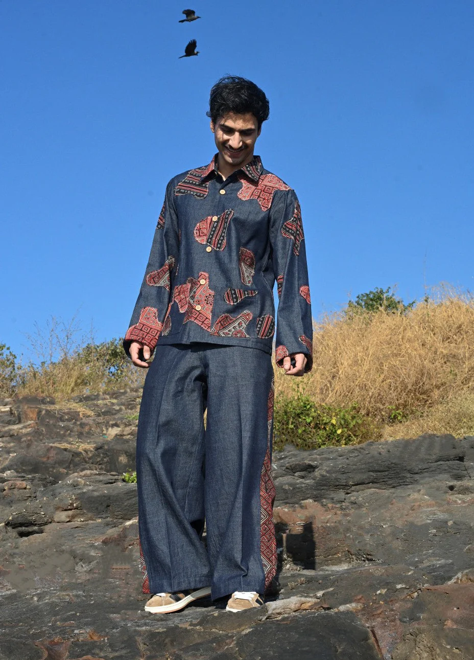 Denim Ajrakh Set - Image 9