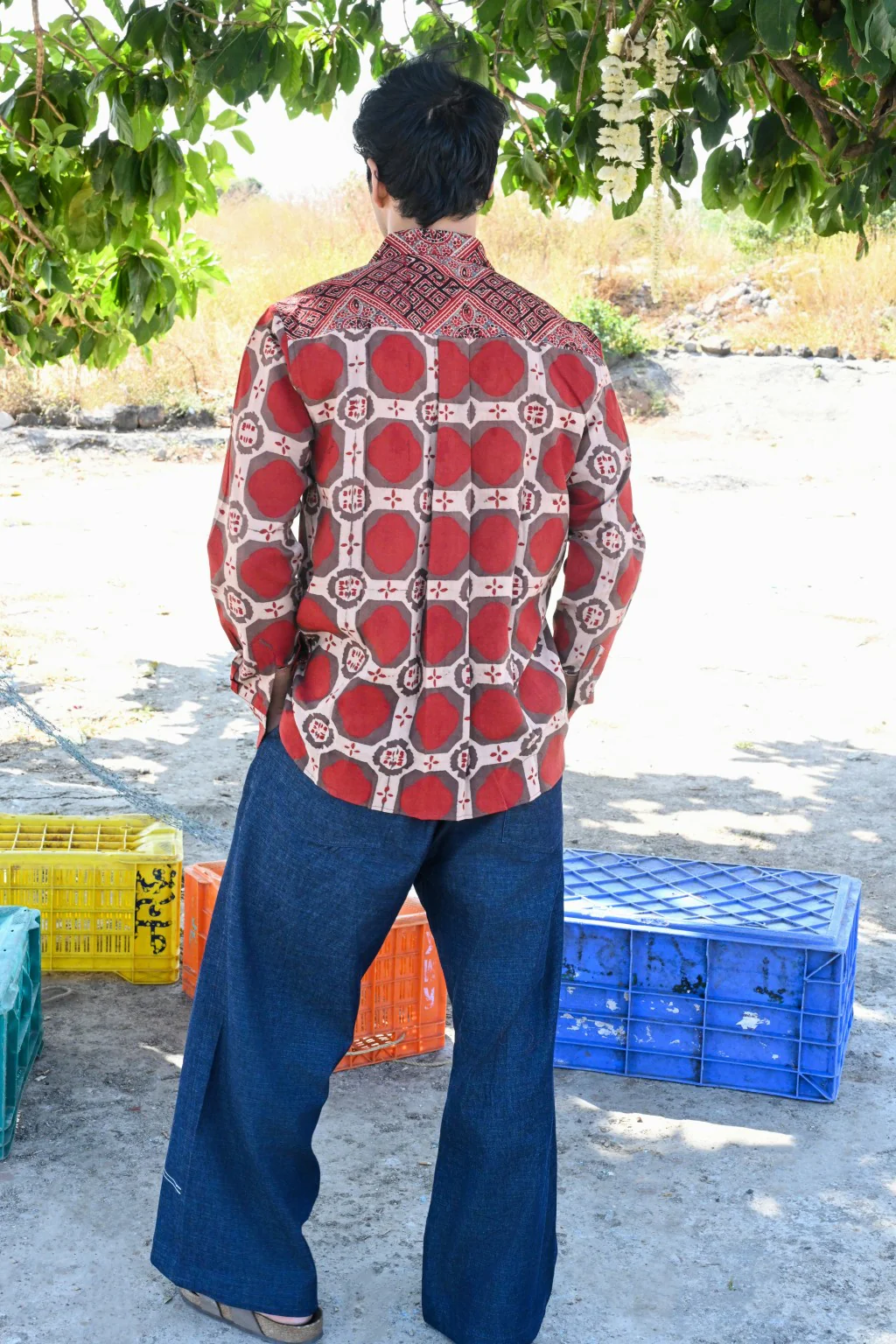 Red brick ajrakh shirt - Image 5