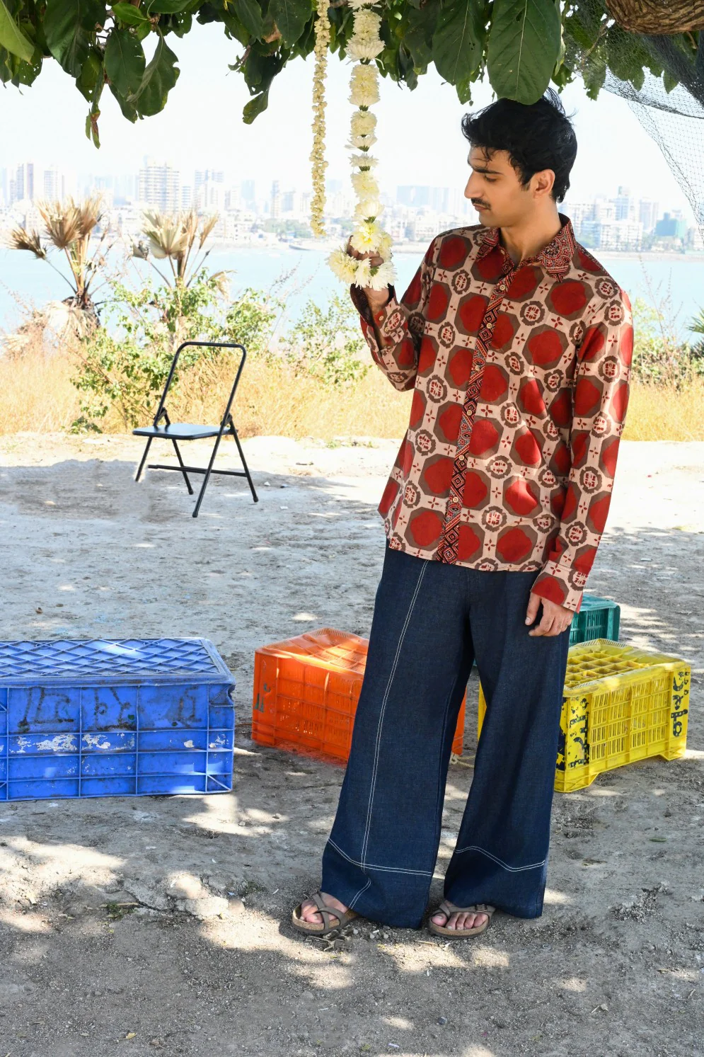 Red brick ajrakh shirt - Image 9