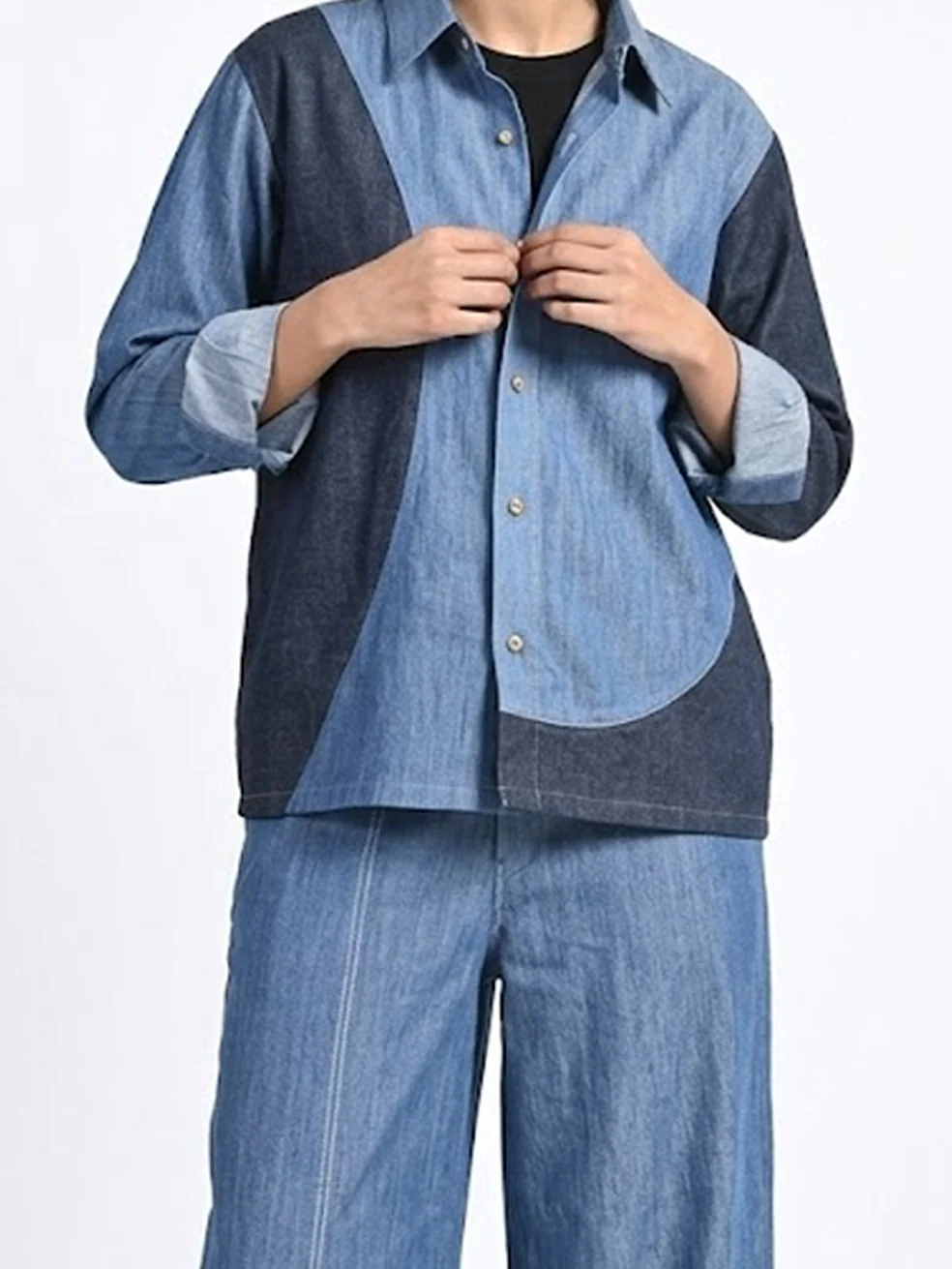 Women Denim abstract shirt - Image 3