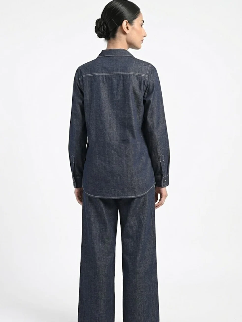 Women Denim V neck shirt - Image 4